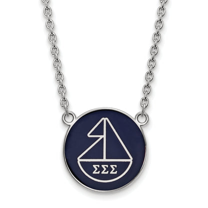 Sterling Silver Rhodium Plated Logoart Sigma Sorority Symbol Large Color Enamel Pendant 18 Inch Necklace