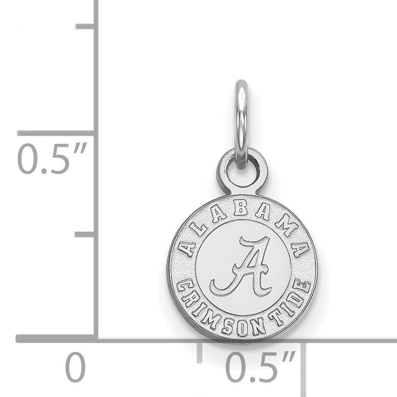 Sterling Silver Rhodium Plated Logoart University Of Alabama Crimson Tide Extra Small Disc Pendant
