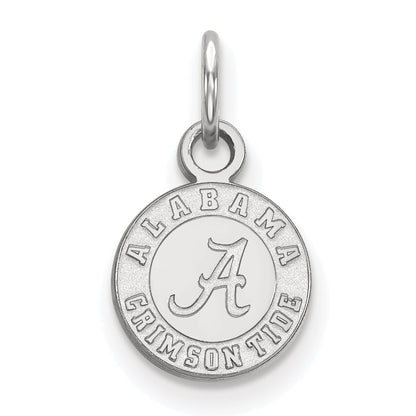 Sterling Silver Rhodium Plated Logoart University Of Alabama Crimson Tide Extra Small Disc Pendant