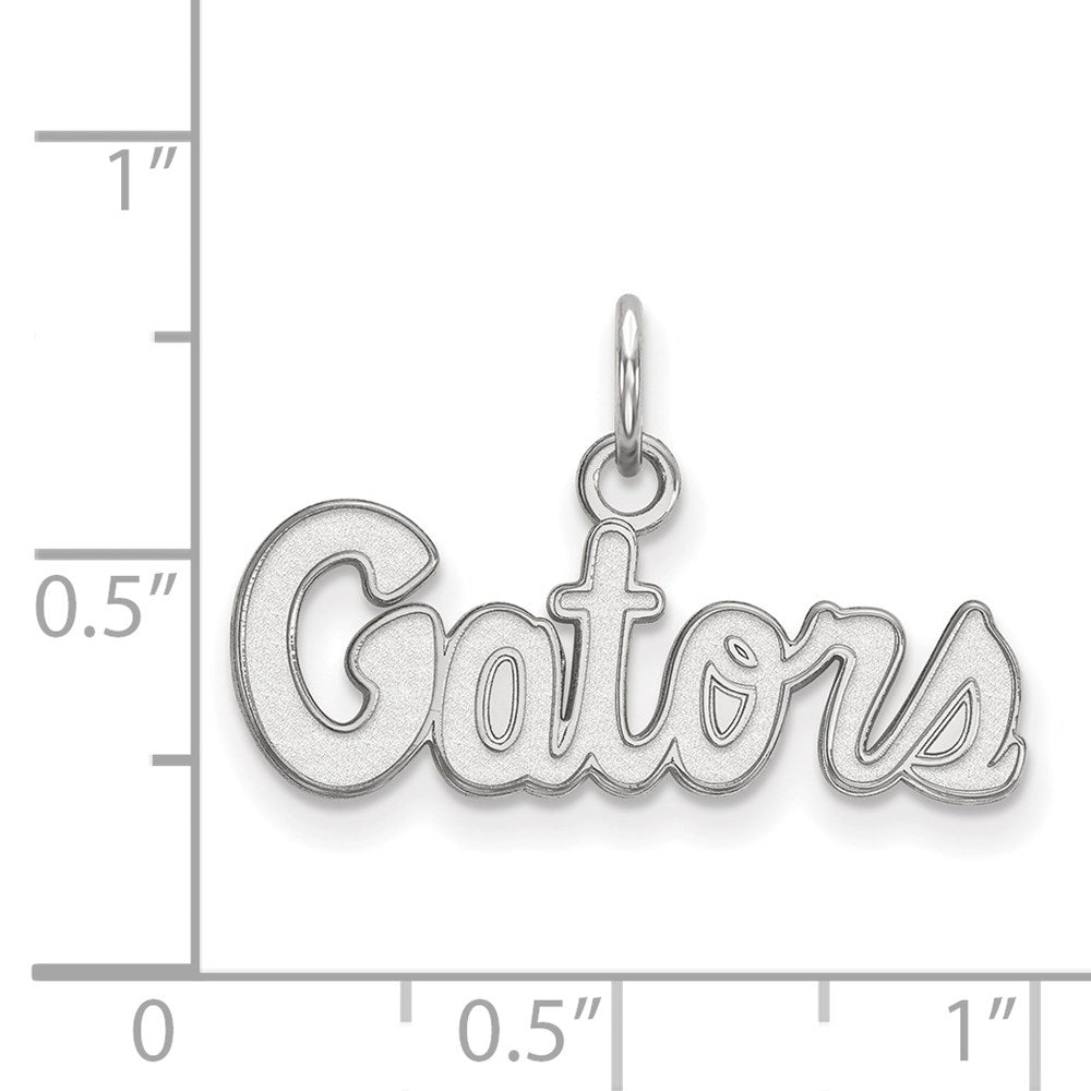 Sterling Silver Rhodium Plated Logoart University Of Florida Gators Script Extra Small Pendant