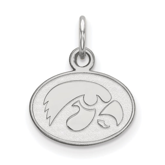 14K White Gold Logoart University Of Iowa Hawk Extra Small Oval Pendant