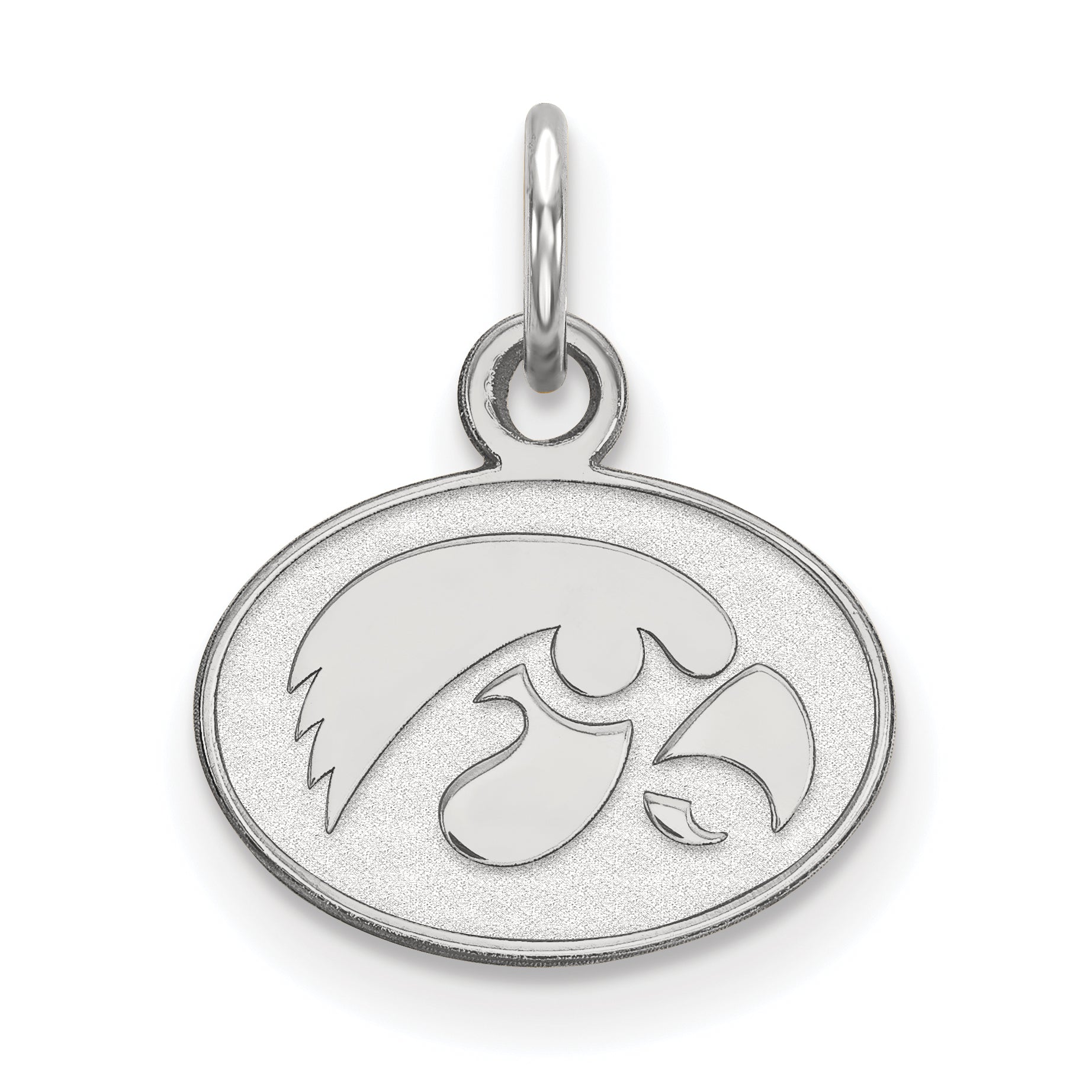 Sterling Silver Rhodium Plated Logoart University Of Iowa Hawk Extra Small Oval Pendant