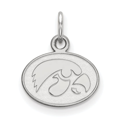 Sterling Silver Rhodium Plated Logoart University Of Iowa Hawk Extra Small Oval Pendant