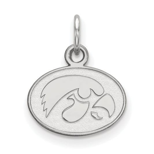 Sterling Silver Rhodium Plated Logoart University Of Iowa Hawk Extra Small Oval Pendant