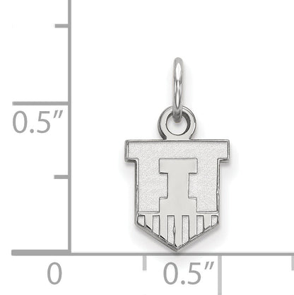 Sterling Silver Rhodium Plated Logoart University Of Illinois Victory Badge Extra Small Pendant
