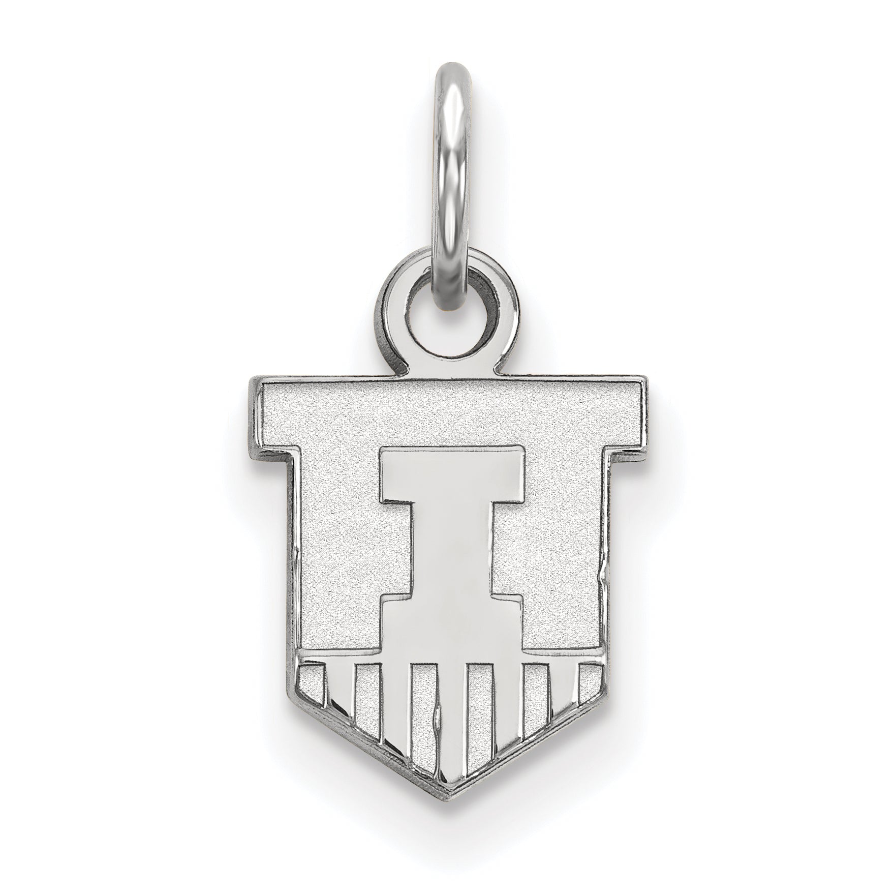 Sterling Silver Rhodium Plated Logoart University Of Illinois Victory Badge Extra Small Pendant