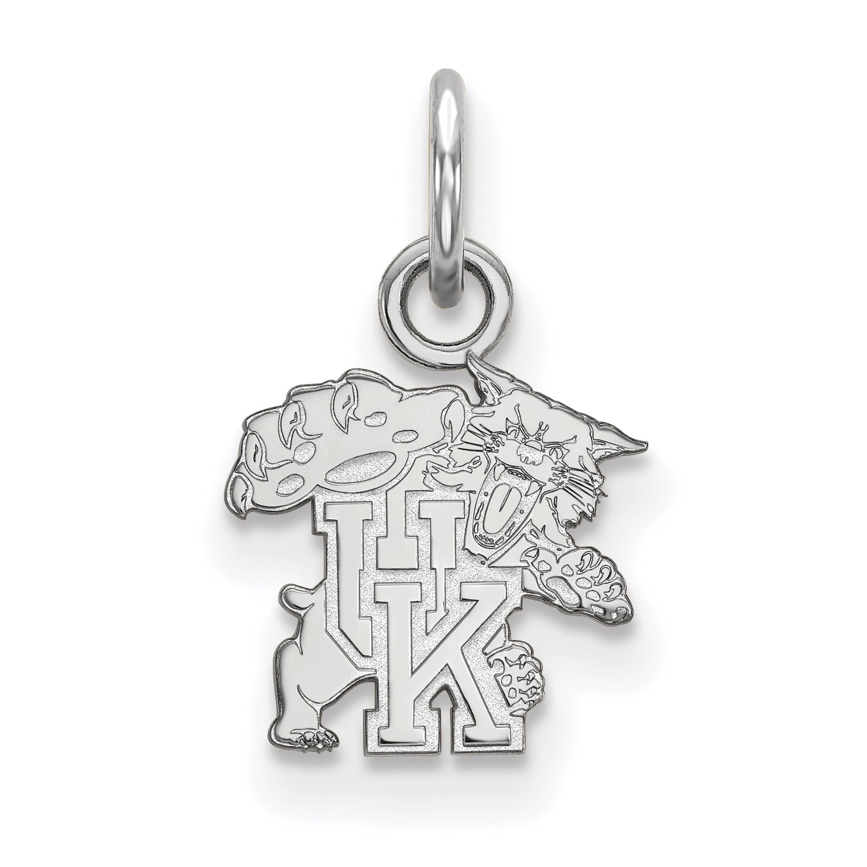 Sterling Silver Rhodium Plated Logoart University Of Kentucky U K Wildcat Extra Small Pendant