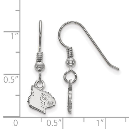 Sterling Silver Rhodium Plated Logoart University Of Louisville Cardinal Extra Small Dangle Wire Earrings