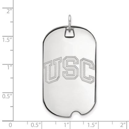 Sterling Silver Rhodium Plated University Of Southern California U S C Large Dog Tag Pendant