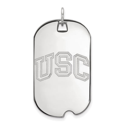 14K White Gold University Of Southern California U S C Large Dog Tag Pendant