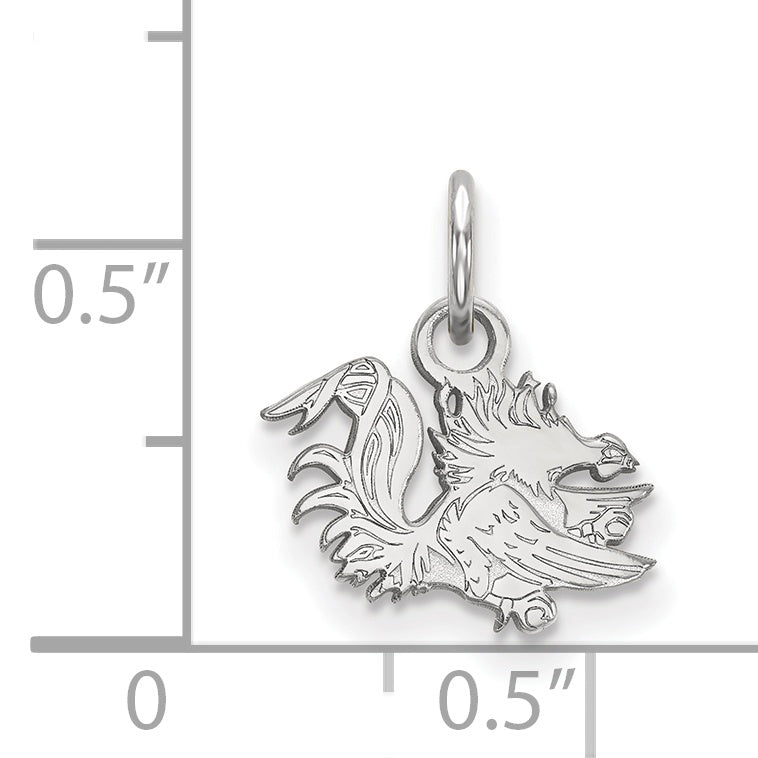 Sterling Silver Rhodium Plated Logoart University Of South Carolina Gamecock Extra Small Pendant