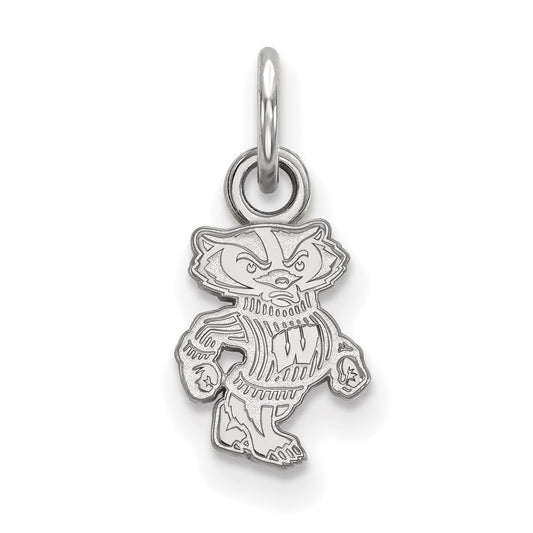 14K White Gold Logoart University Of Wisconsin Badger Extra Small Pendant