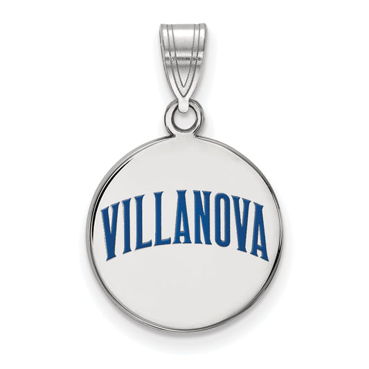 Sterling Silver Rhodium Plated Logoart Villanova University Medium Enameled Disc Pendant