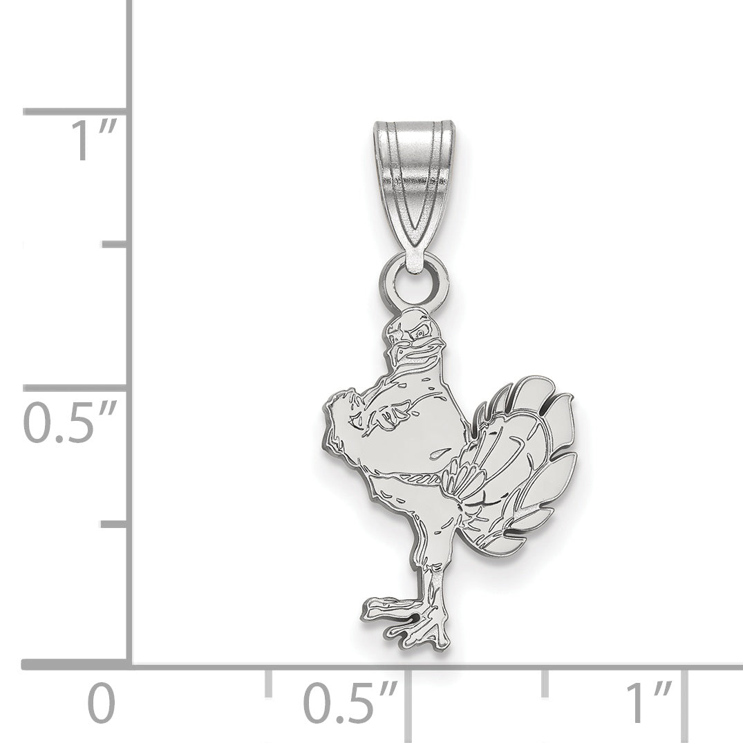 Sterling Silver Rhodium Plated Logoart Virginia Tech Hokiebird Medium Pendant