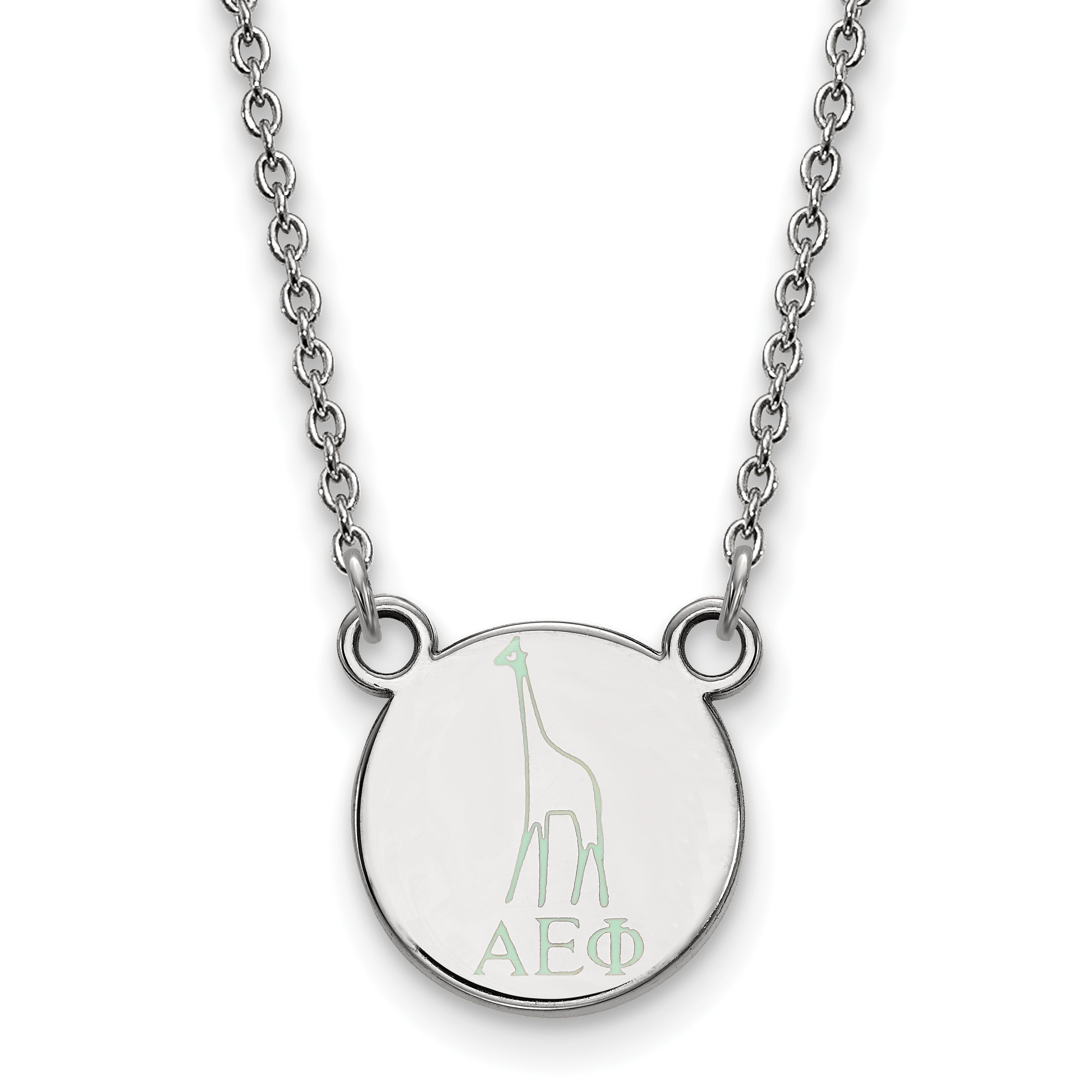 Sterling Silver Rhodium Plated Logoart Alpha Epsilon Phi Sorority Symbol Extra Small Color Enamel Pendant 18 Inch Necklace