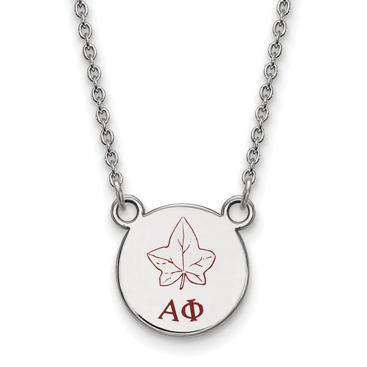Sterling Silver Rhodium Plated Logoart Alpha Phi Sorority Symbol Small Color Enamel Pendant 18 Inch Necklace