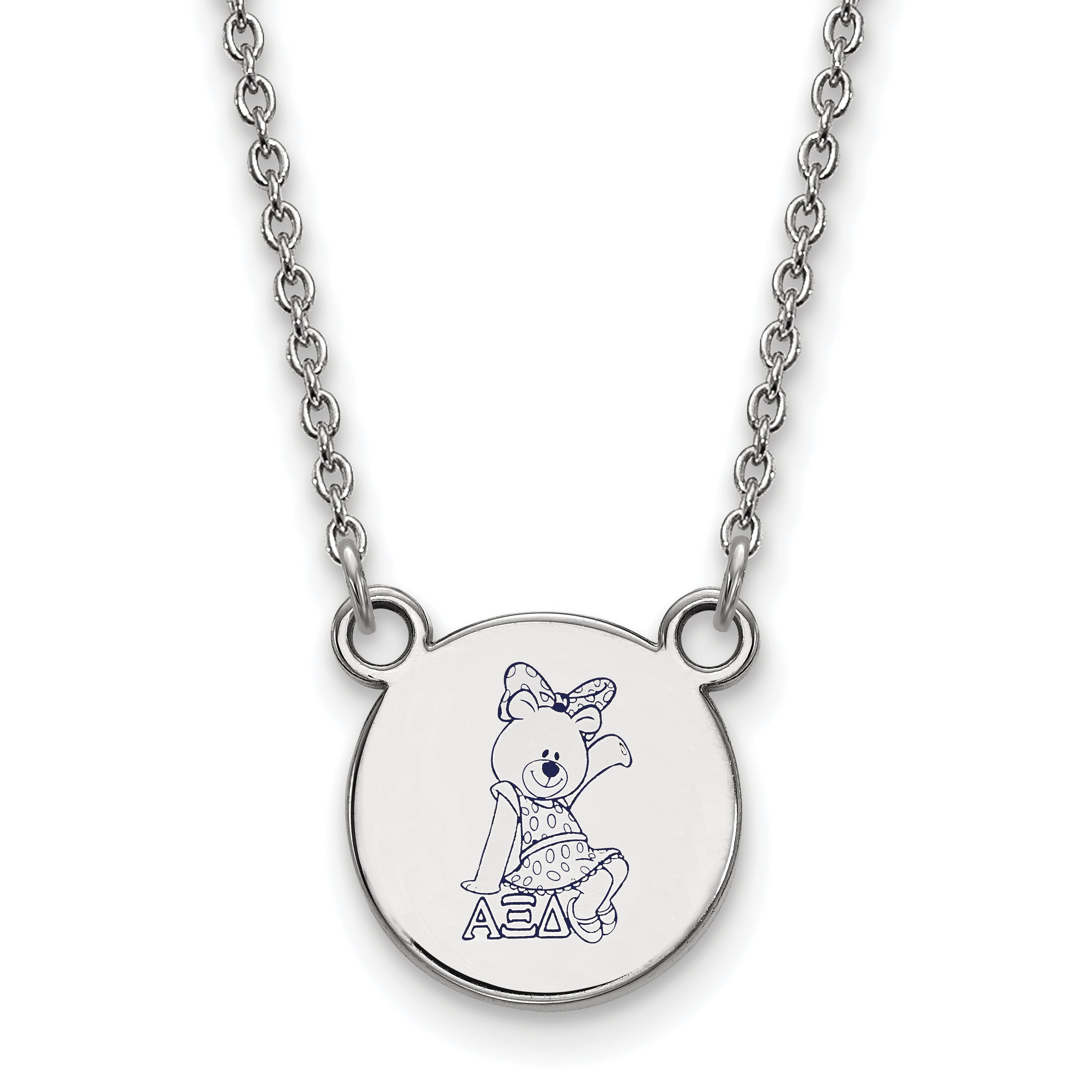 Sterling Silver Rhodium Plated Logoart Alpha Xi Delta Sorority Symbol Small Color Enamel Pendant 18 Inch Necklace