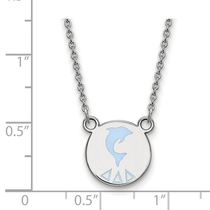 Sterling Silver Rhodium Plated Logoart Delta Sorority Symbol Small Color Enamel Pendant 18 Inch Necklace