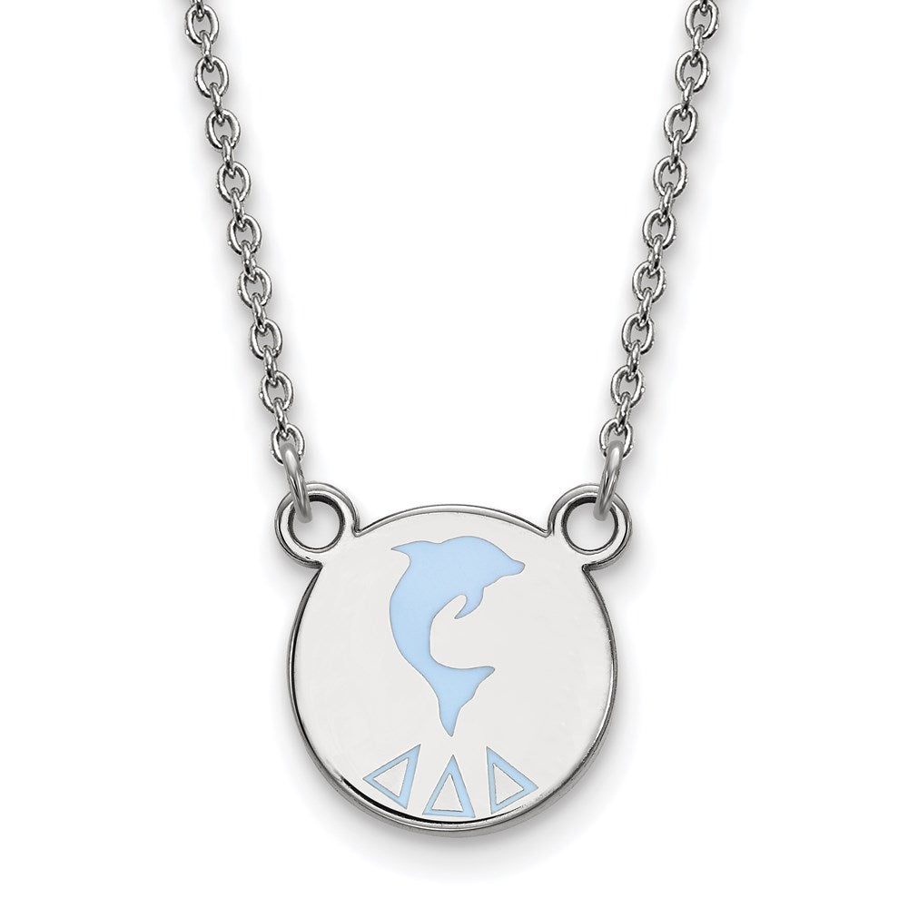 Sterling Silver Rhodium Plated Logoart Delta Sorority Symbol Small Color Enamel Pendant 18 Inch Necklace