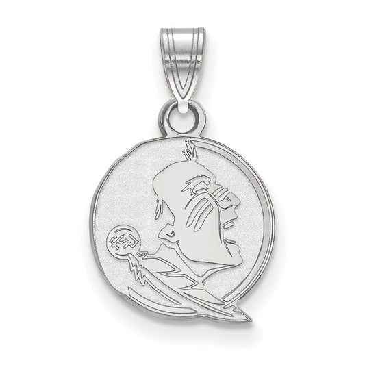 10K White Gold Logoart Florida State University Seminole Small Pendant
