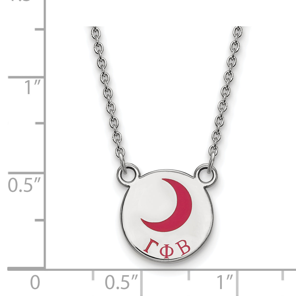 Sterling Silver Rhodium Plated Logoart Gamma Phi Beta Sorority Symbol Small Color Enamel Pendant 18 Inch Necklace