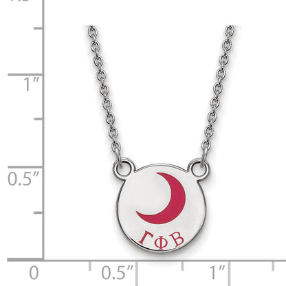 Sterling Silver Rhodium Plated Logoart Gamma Phi Beta Sorority Symbol Small Color Enamel Pendant 18 Inch Necklace