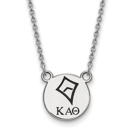 Sterling Silver Rhodium Plated Logoart Kappa Alpha Theta Sorority Symbol Small Color Enamel Pendant 18 Inch Necklace
