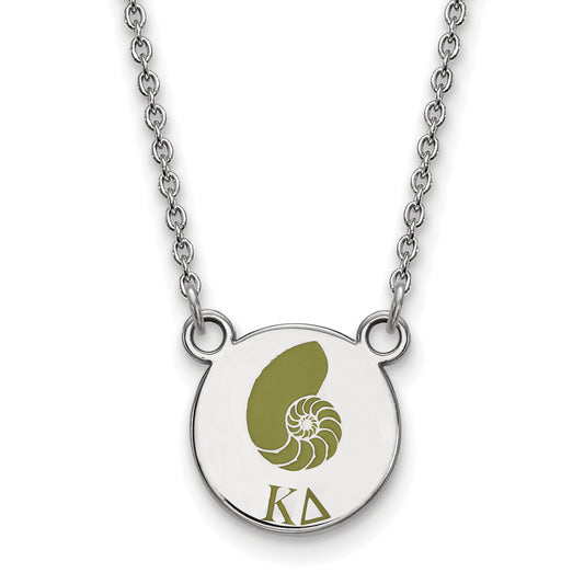 Sterling Silver Rhodium Plated Logoart Kappa Delta Sorority Symbol Small Color Enamel Pendant 18 Inch Necklace