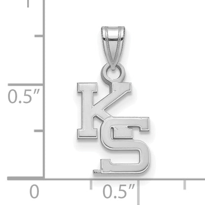 Sterling Silver Rhodium Plated Logoart Kansas State University K S Small Pendant