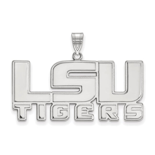 14K White Gold Logoart Louisiana State University L S U Tigers Large Pendant