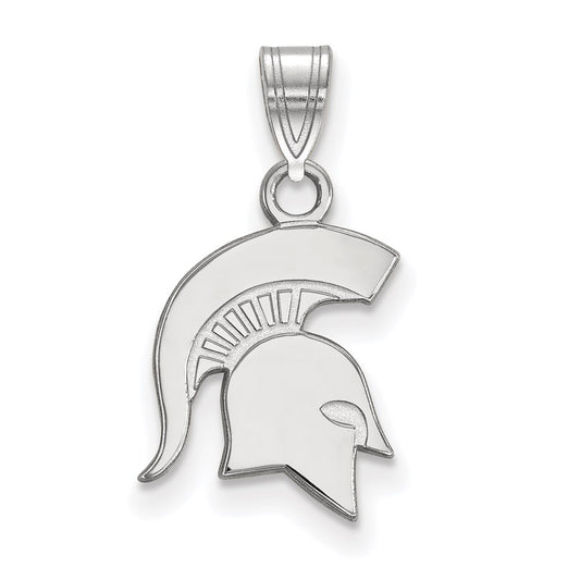 10K White Gold Logoart Michigan State University Spartan Small Pendant