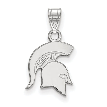 Sterling Silver Rhodium Plated Logoart Michigan State University Spartan Small Pendant