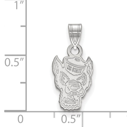 Sterling Silver Rhodium Plated Logoart North Carolina State University Wolf Small Pendant