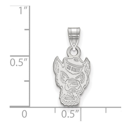 14K White Gold Logoart North Carolina State University Wolf Small Pendant