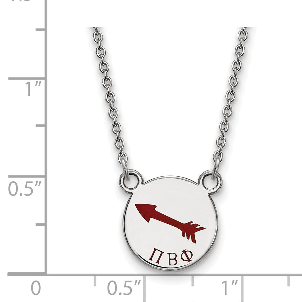Sterling Silver Rhodium Plated Logoart Pi Beta Phi Sorority Symbol Small Color Enamel Pendant 18 Inch Necklace