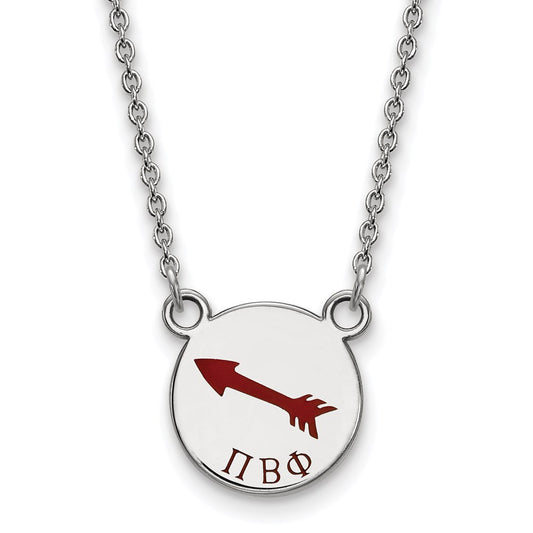 Sterling Silver Rhodium Plated Logoart Pi Beta Phi Sorority Symbol Small Color Enamel Pendant 18 Inch Necklace