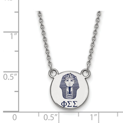 Sterling Silver Rhodium Plated Logoart Phi Sigma Sorority Symbol Small Color Enamel Pendant 18 Inch Necklace
