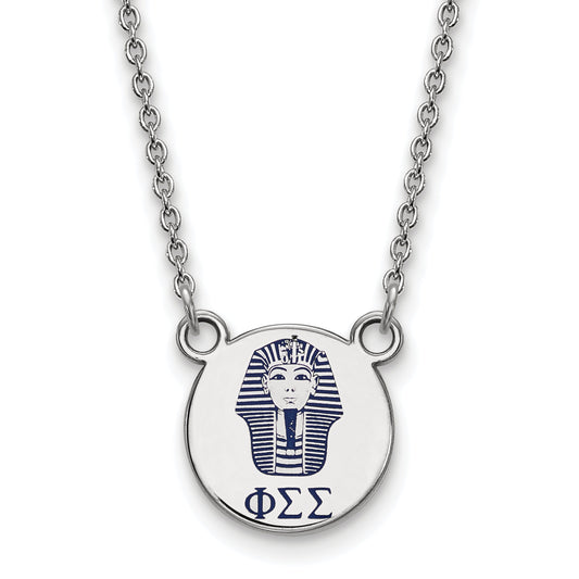 Sterling Silver Rhodium Plated Logoart Phi Sigma Sorority Symbol Small Color Enamel Pendant 18 Inch Necklace