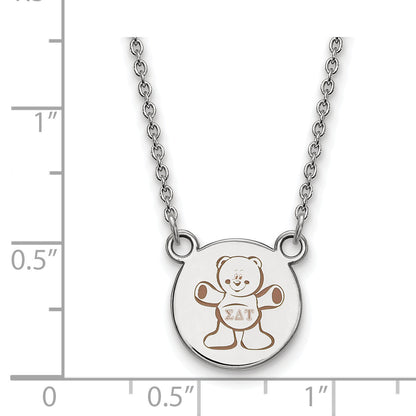 Sterling Silver Rhodium Plated Logoart Sigma Delta Tau Sorority Symbol Small Color Enamel Pendant 18 Inch Necklace