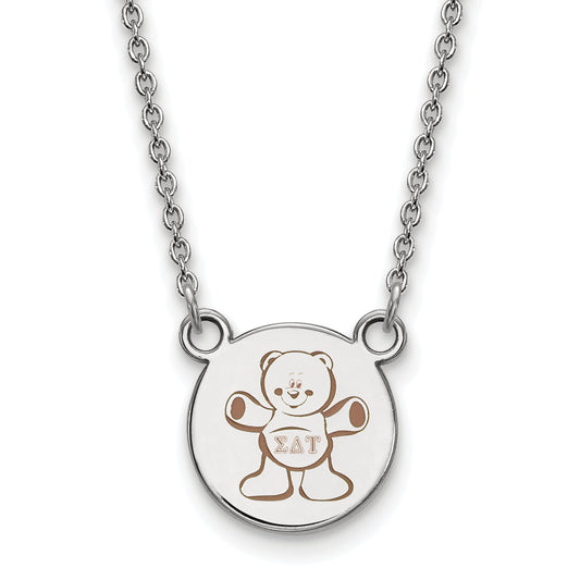 Sterling Silver Rhodium Plated Logoart Sigma Delta Tau Sorority Symbol Small Color Enamel Pendant 18 Inch Necklace