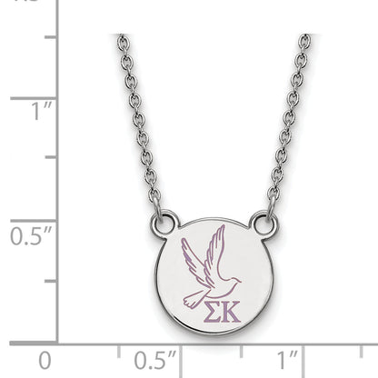 Sterling Silver Rhodium Plated Logoart Sigma Kappa Sorority Symbol Small Color Enamel Pendant 18 Inch Necklace