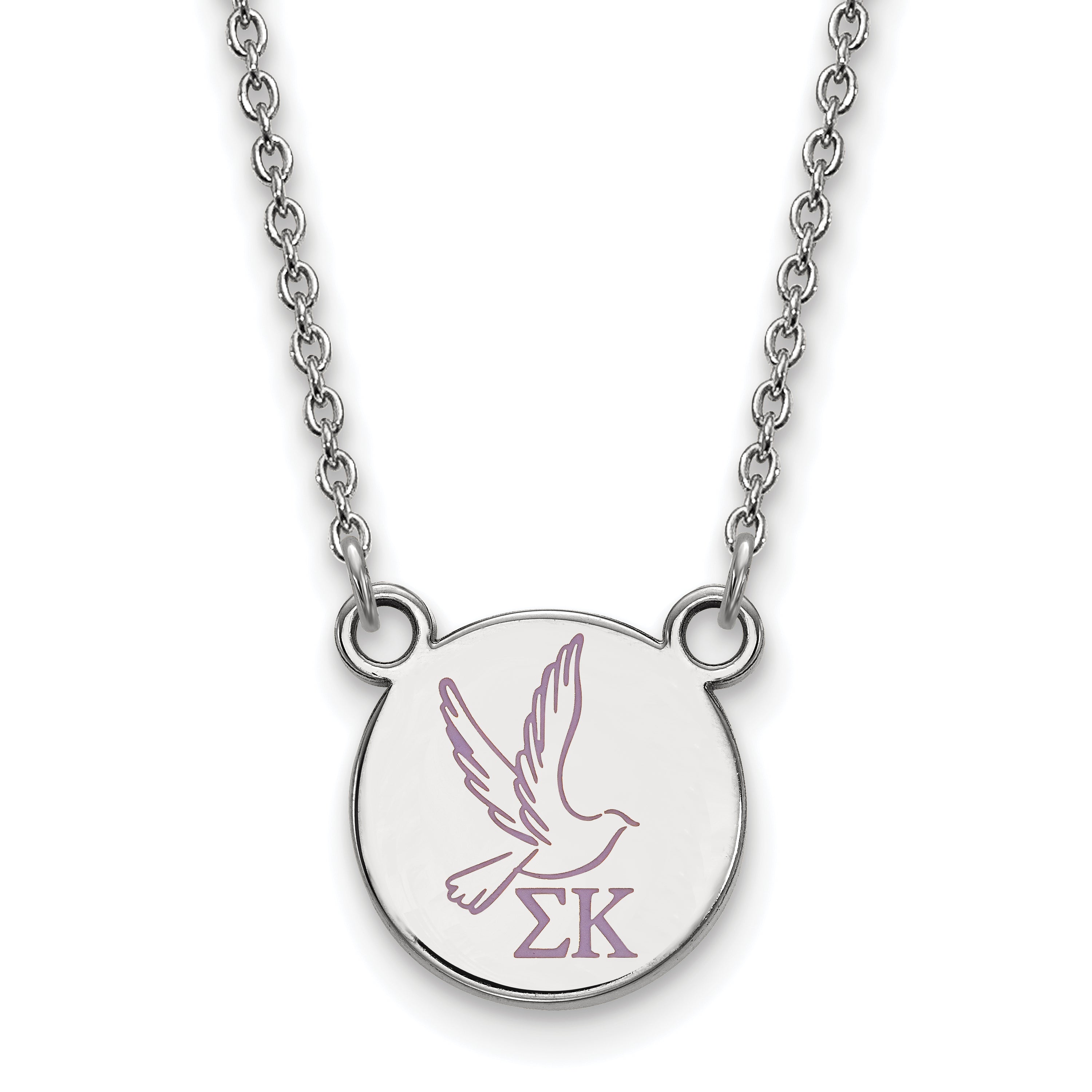 Sterling Silver Rhodium Plated Logoart Sigma Kappa Sorority Symbol Small Color Enamel Pendant 18 Inch Necklace