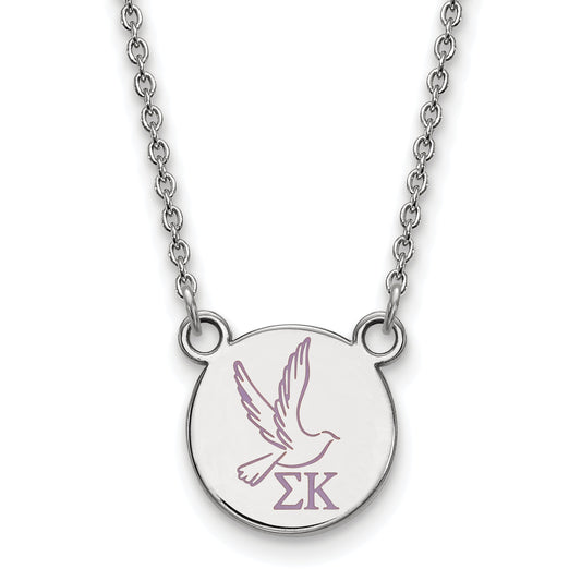 Sterling Silver Rhodium Plated Logoart Sigma Kappa Sorority Symbol Small Color Enamel Pendant 18 Inch Necklace