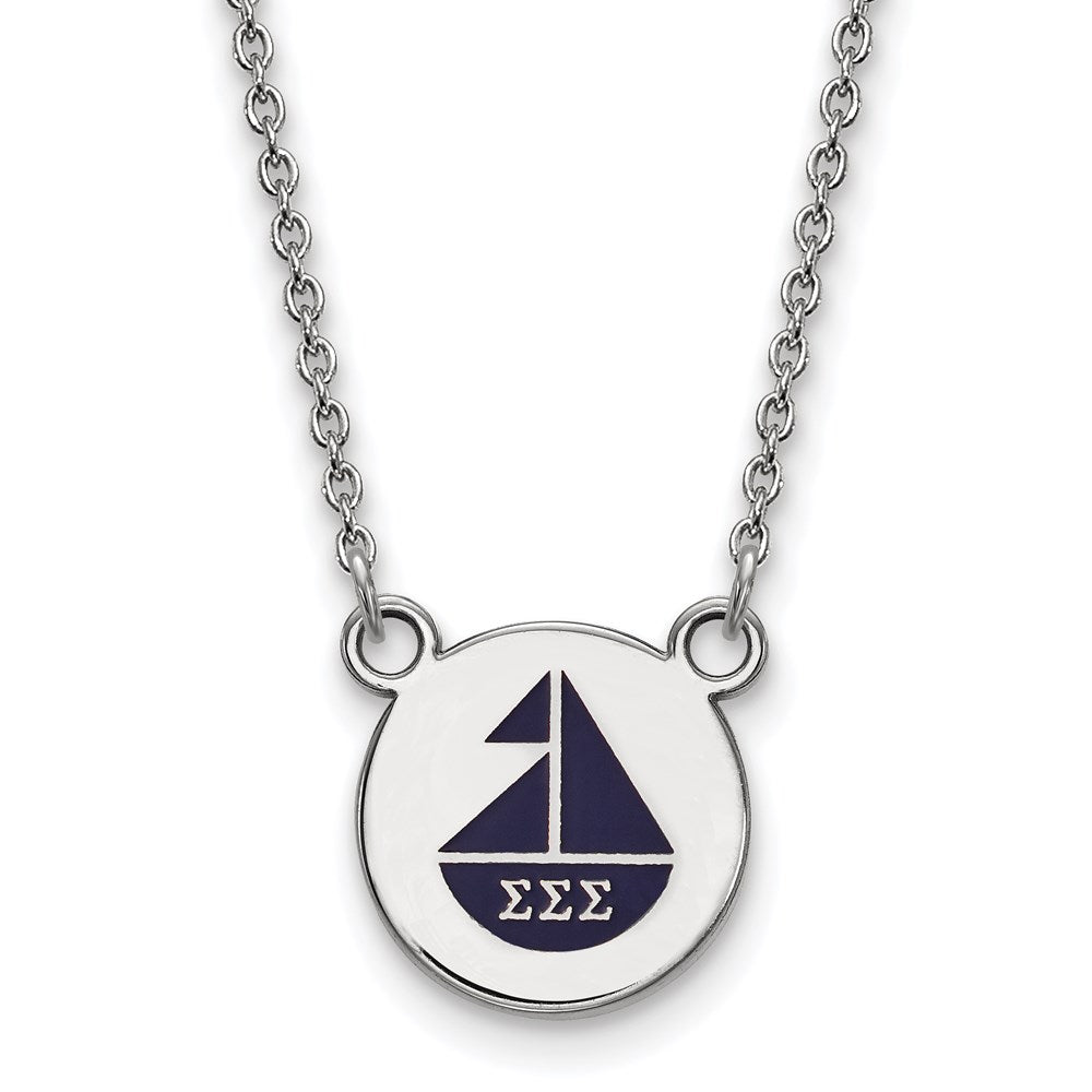 Sterling Silver Rhodium Plated Logoart Sigma Sorority Symbol Small Color Enamel Pendant 18 Inch Necklace