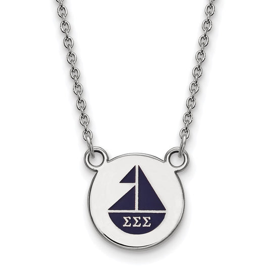 Sterling Silver Rhodium Plated Logoart Sigma Sorority Symbol Small Color Enamel Pendant 18 Inch Necklace