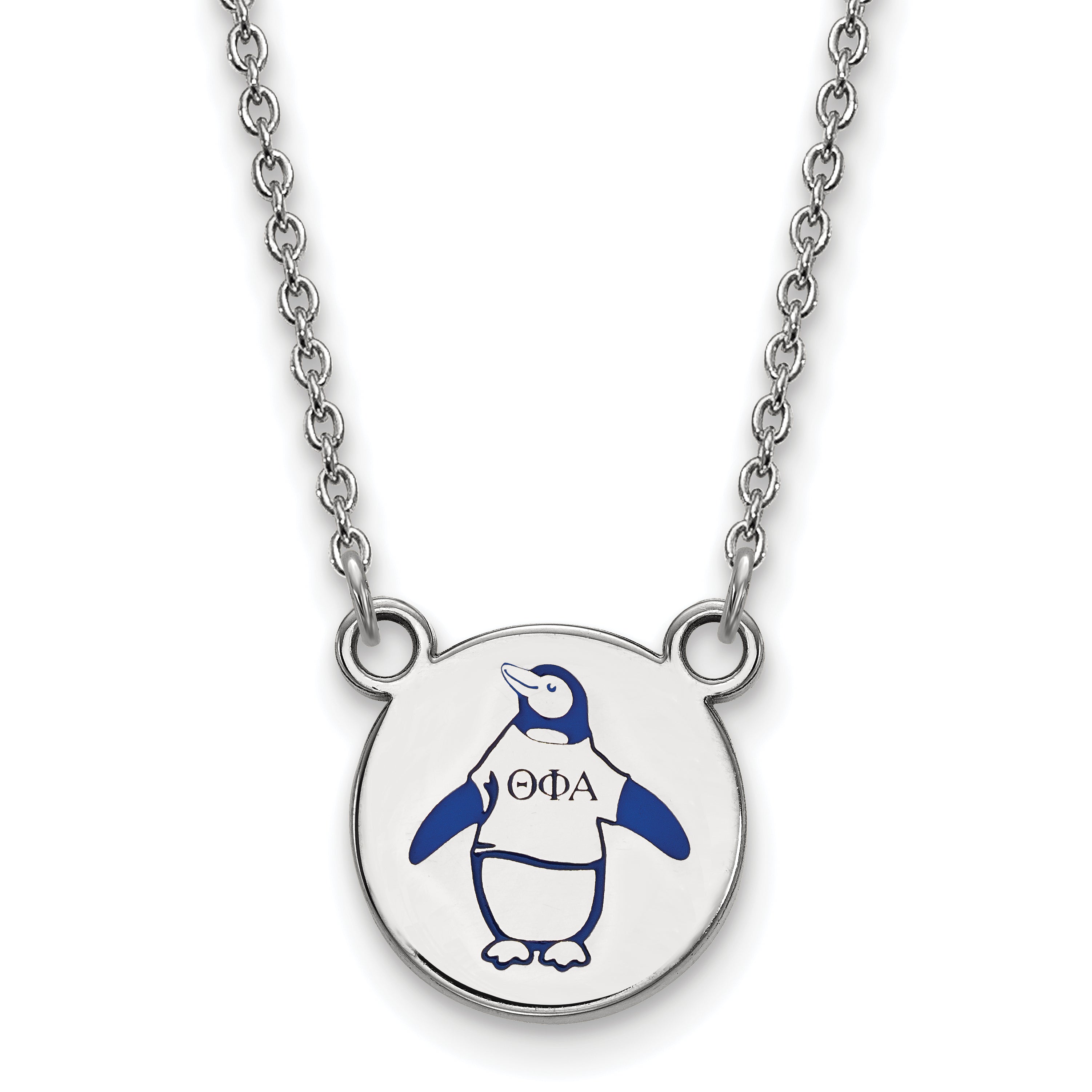 Sterling Silver Rhodium Plated Logoart Theta Phi Alpha Sorority Symbol Small Color Enamel Pendant 18 Inch Necklace