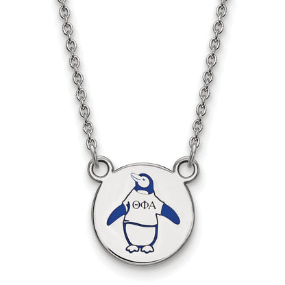 Sterling Silver Rhodium Plated Logoart Theta Phi Alpha Sorority Symbol Small Color Enamel Pendant 18 Inch Necklace