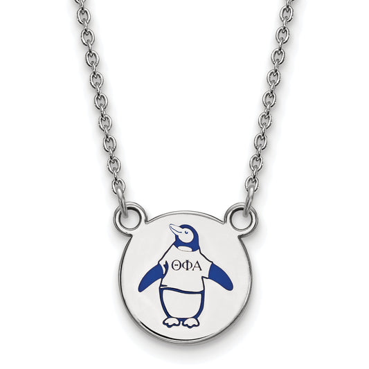 Sterling Silver Rhodium Plated Logoart Theta Phi Alpha Sorority Symbol Small Color Enamel Pendant 18 Inch Necklace