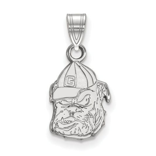 Sterling Silver Rhodium Plated Logoart University Of Georgia Bulldog Small Pendant