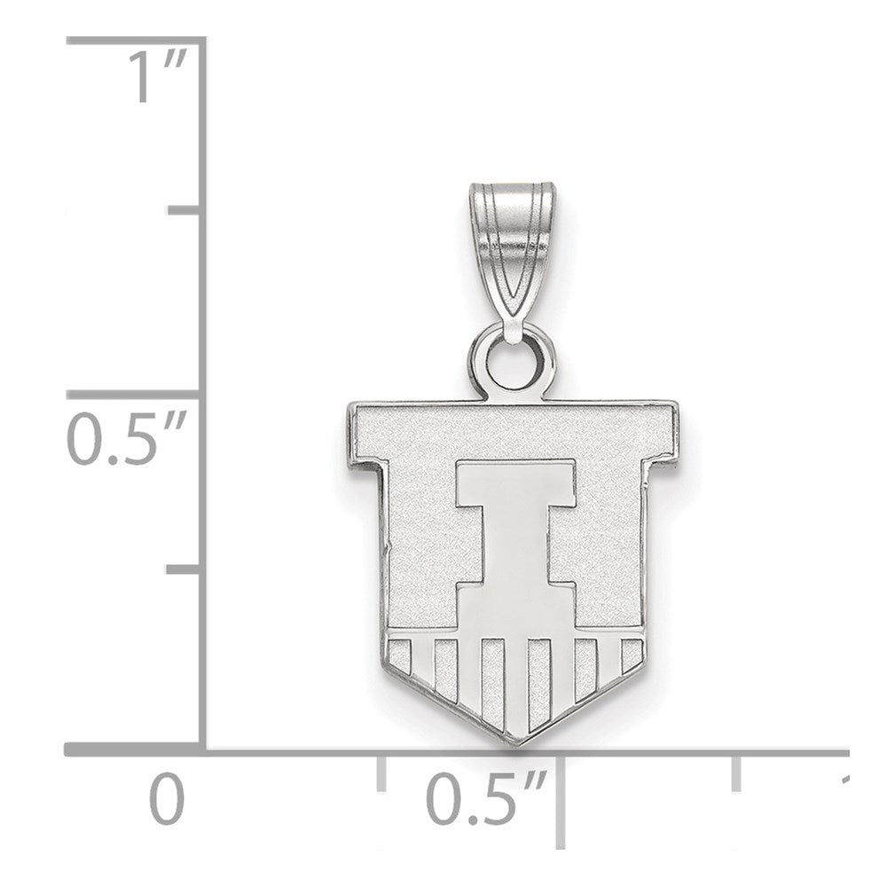 14K White Gold Logoart University Of Illinois Victory Badge Small Pendant